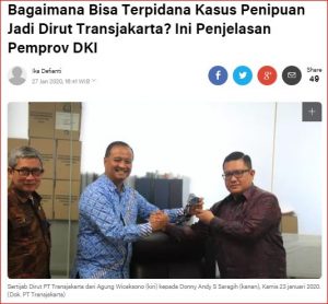 Read more about the article Penjelasan Pemprov DKI, Bagaimana Bisa Terpidana Kasus Penipuan Jadi Dirut Transjakarta?